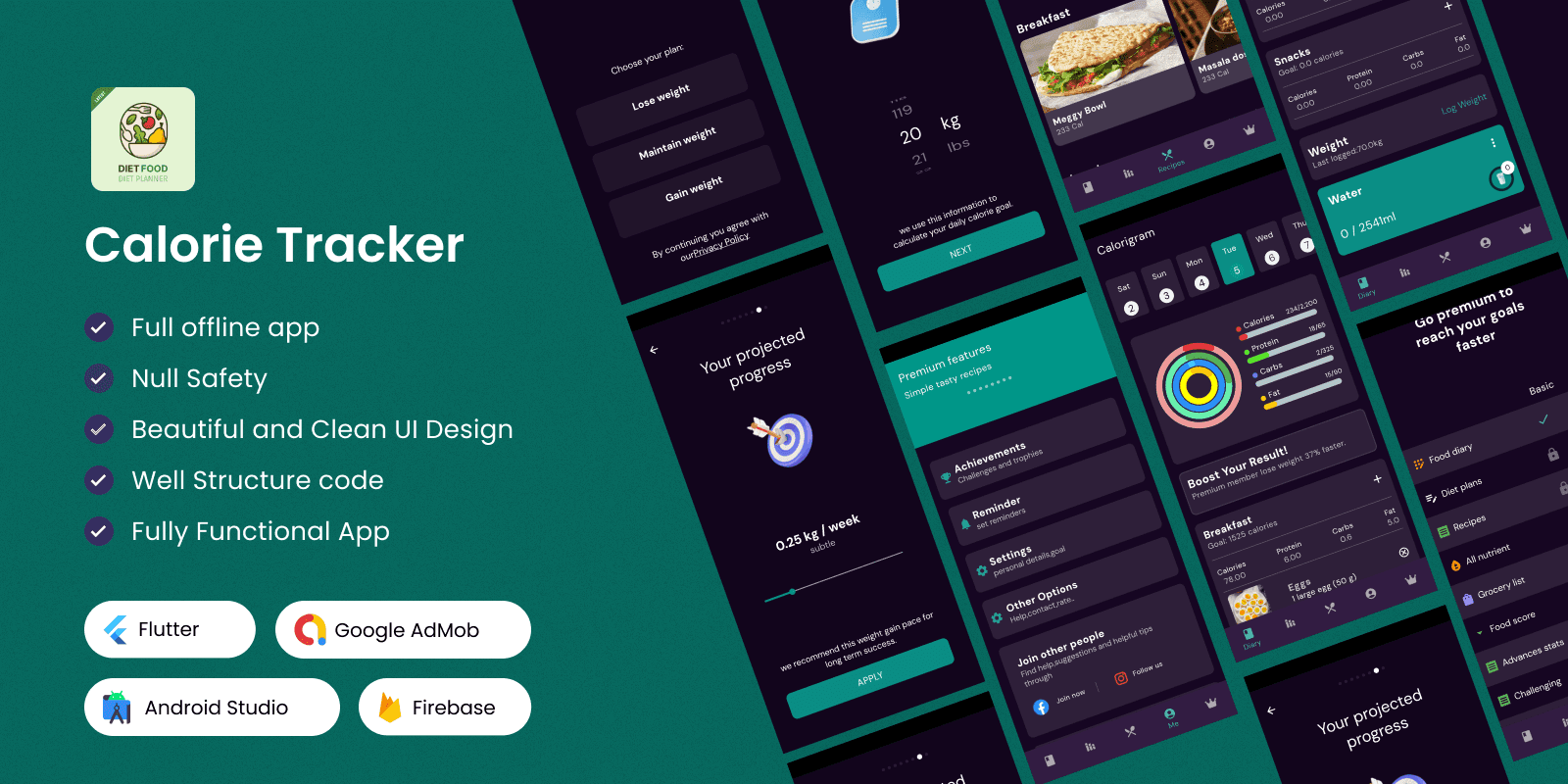 CalorieTracker – Calorie Counting & Diet Plan-Flutter App source Code