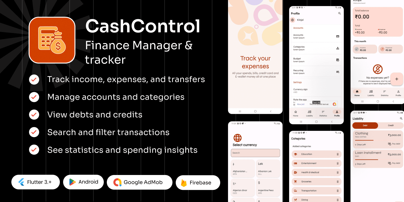 CashControl – Expense & Budget Manager-Flutter App source Code