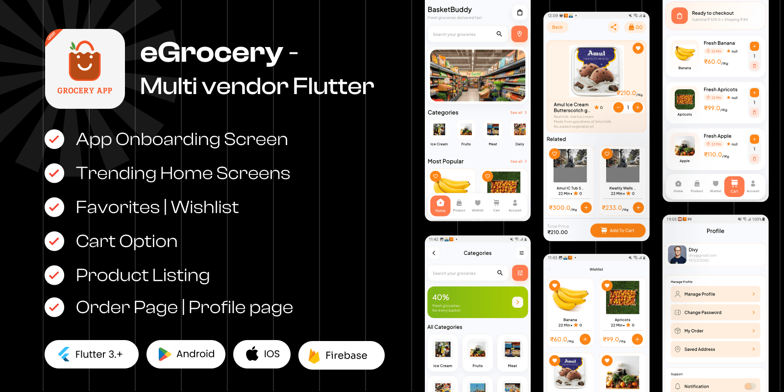 eGroceryShop – Grocery Shopping & Home Delivery Flutter template