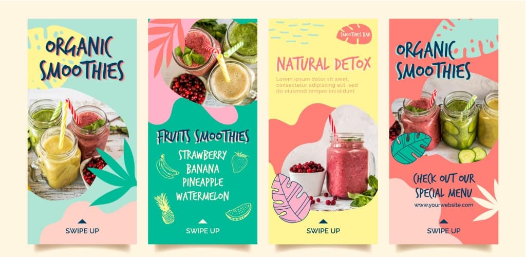 Food – Organic Smoothies Insta Story Mockups