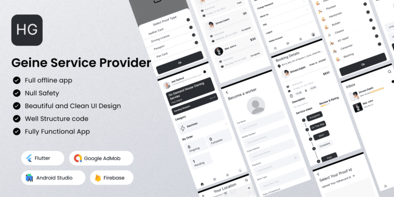 GeineService – Service Provider Management-Flutter template