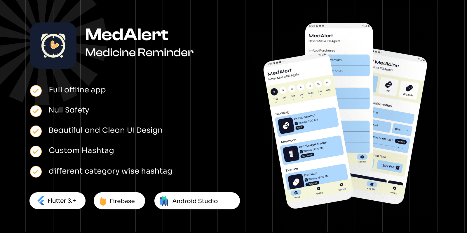 MedAlert – Medication Reminder & Health Assistant-Flutter template