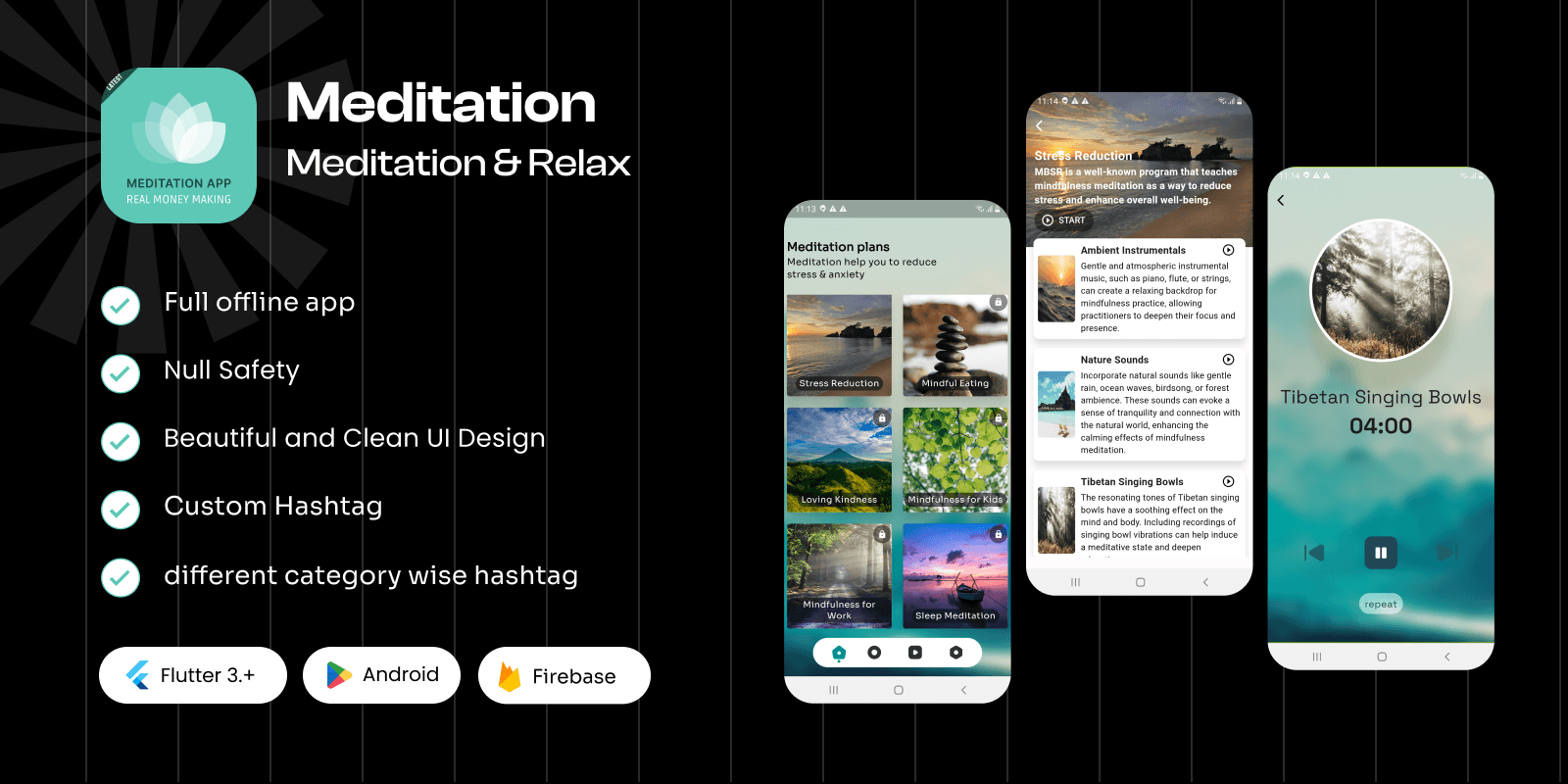 Meditation App – Mindfulness &  Inner Peace Flutter UI Kit