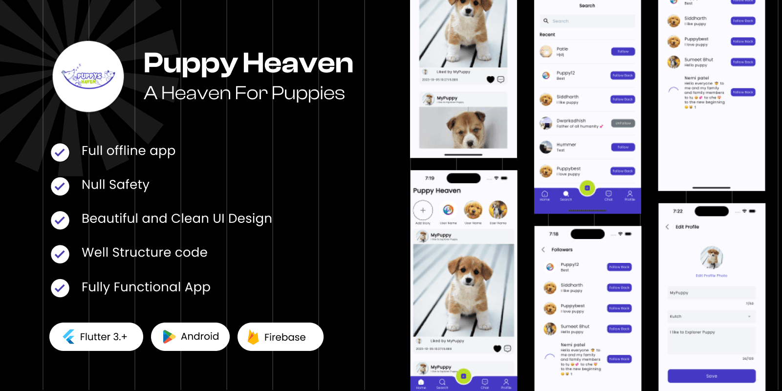 Pet Dating app – Flutter App Code with Flutter template
