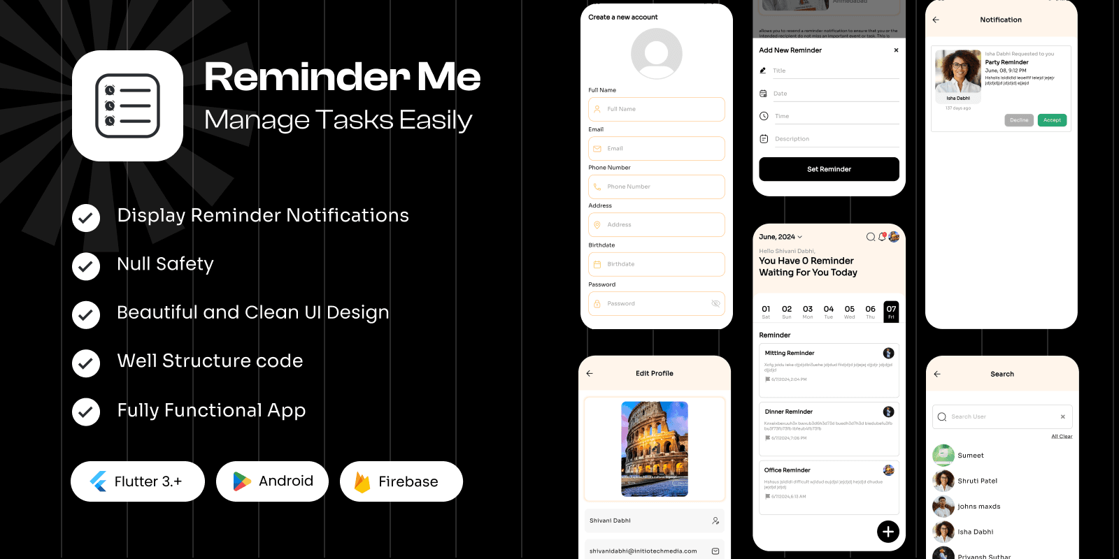Reminde Me App – Full SwiftUI Flutter Application