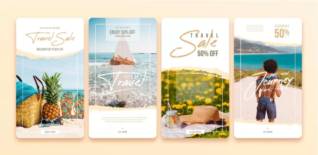 Travel-Beach Insta Story Mockups – UI UX Source Code