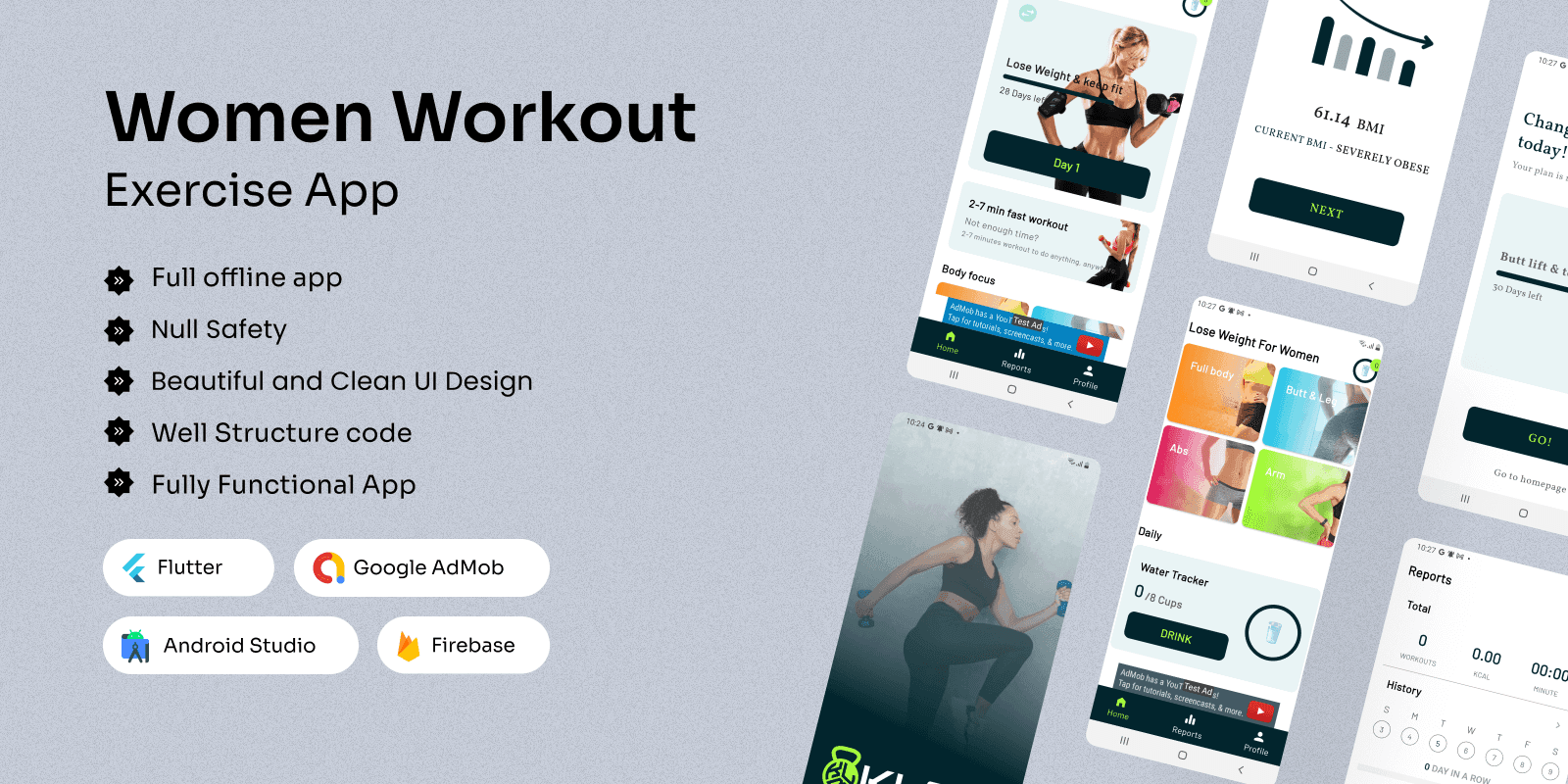 Lose Weight For Women – Women’s Health & Fitness-Flutter UI Kit