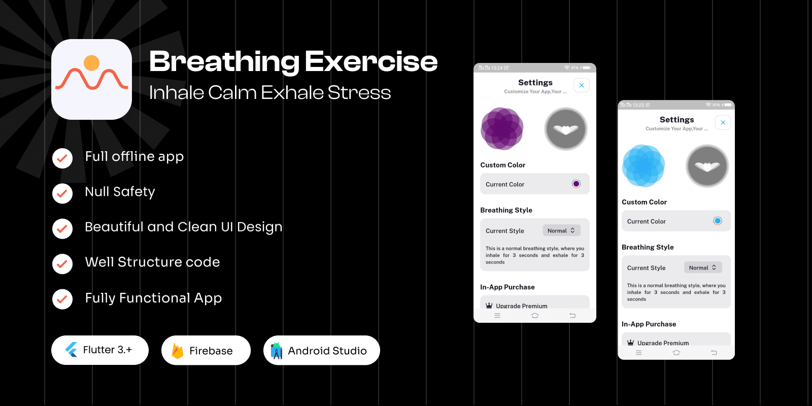 BreathEasy – Deep Breathing Exercises-Flutter UI template