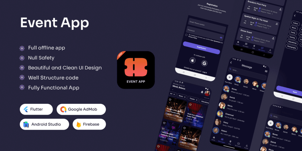 EventPlanner – Event Planning, Invitations & Networking-Flutter UI Kit